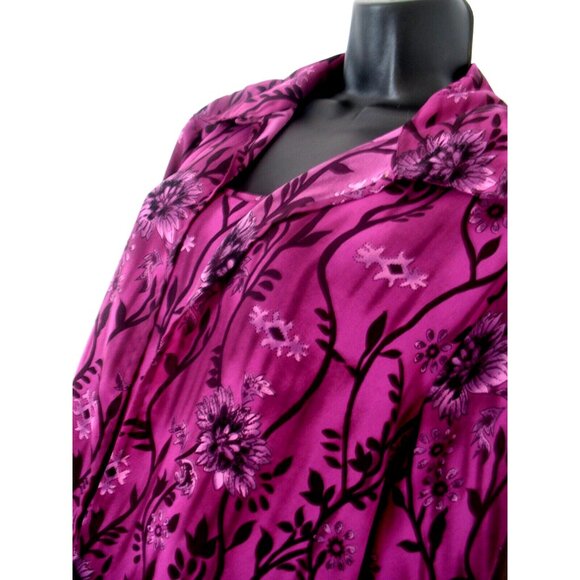 NOTATIONS PURPLE/BLACK FLORAL  BUTTON BLOUSE PLUS SIZE WITH ATTACHED CAMI 1X - Picture 7 of 11